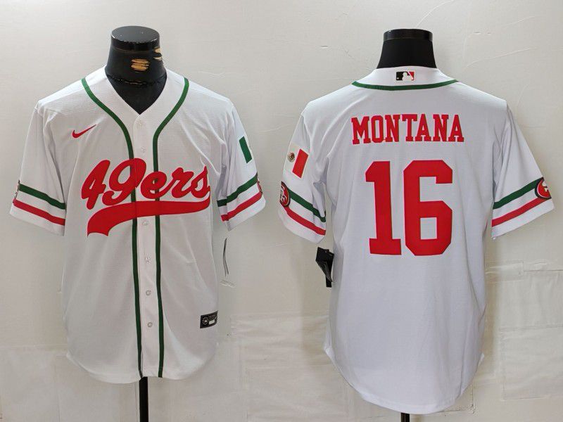 Men San Francisco 49ers 16 Montana White Joint Name 2024 Nike Limited NFL Jersey style 1